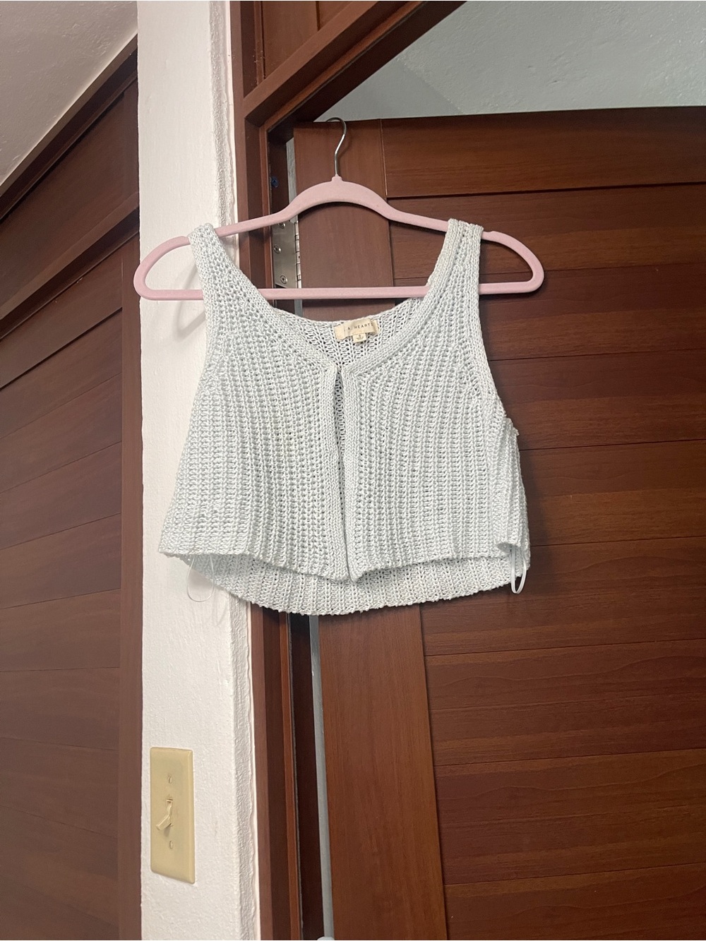 La Hearts Light Gray Knit Cropped Tank Top